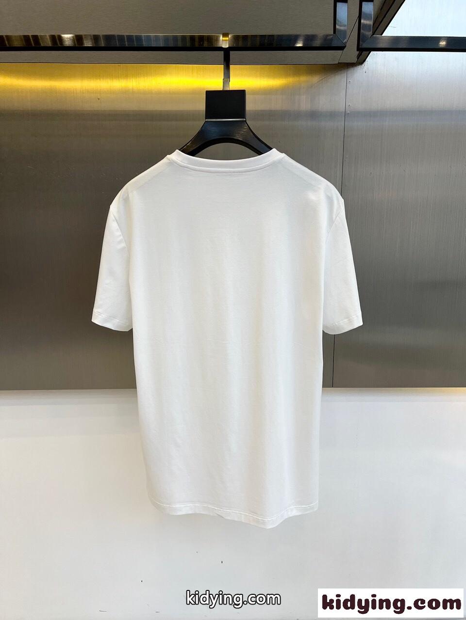 シンプル カジュアル 刺繍入り エルメネジルド・ゼニア 半袖Tシャツ コピー ホワイト-4
