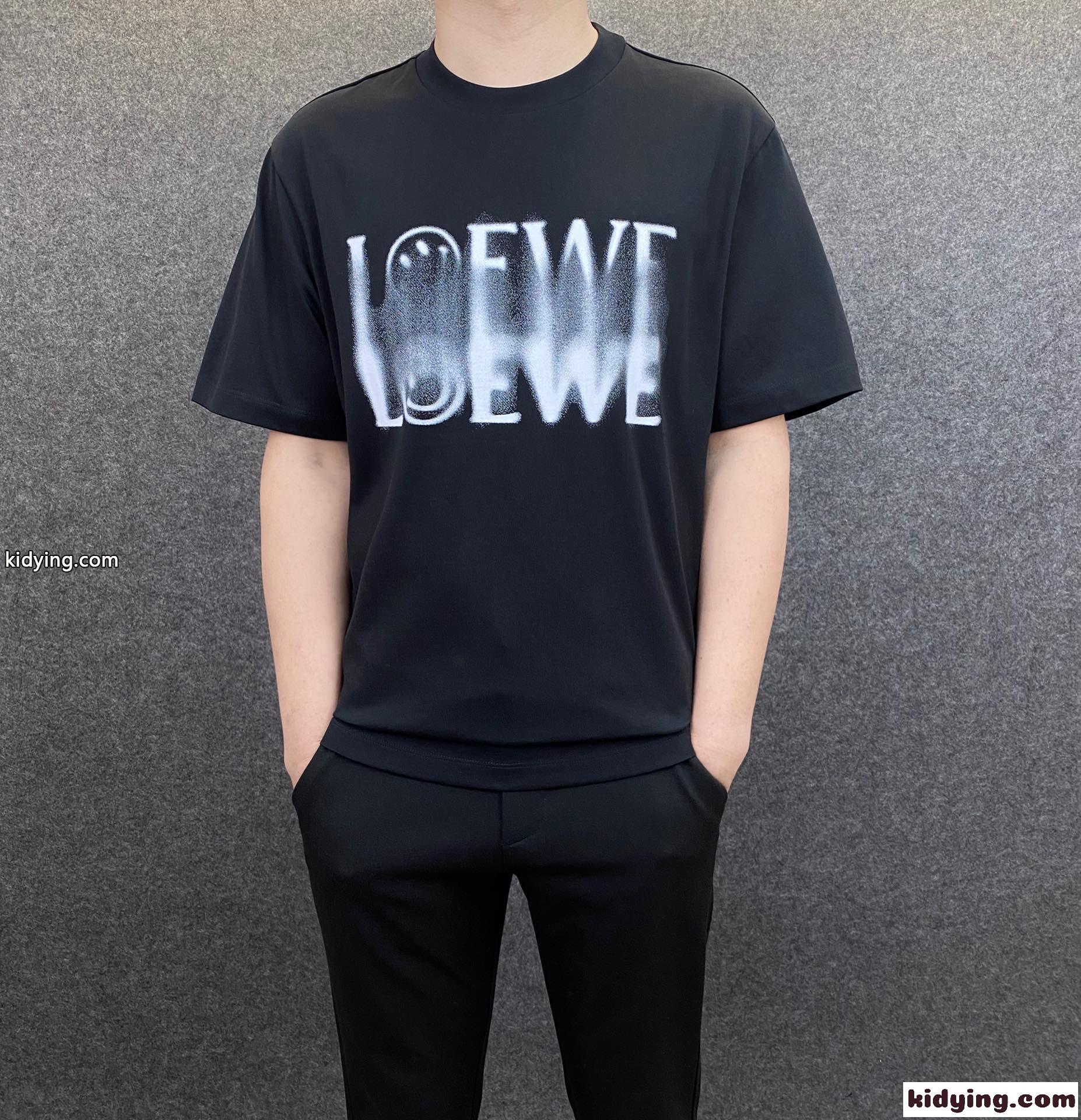 おしゃれ クルーネック 定番 目を引く ロエベ tシャツ コピー メンズ 半袖 春夏 トップス カジュアル ホワイト ブラック-1