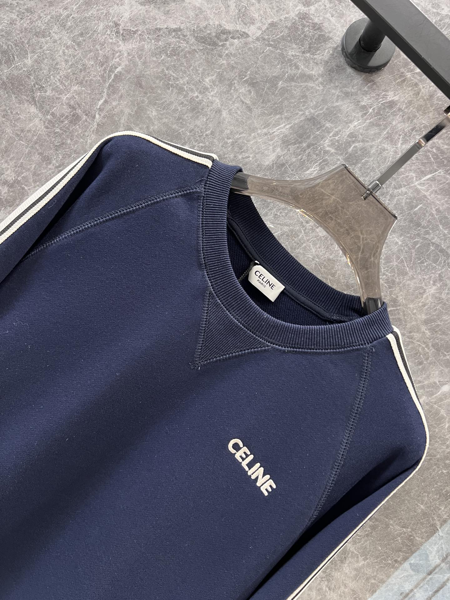 ロゴ入り コットン スウェットシャツ セリーヌ Tシャツ コピー クルーネック-1