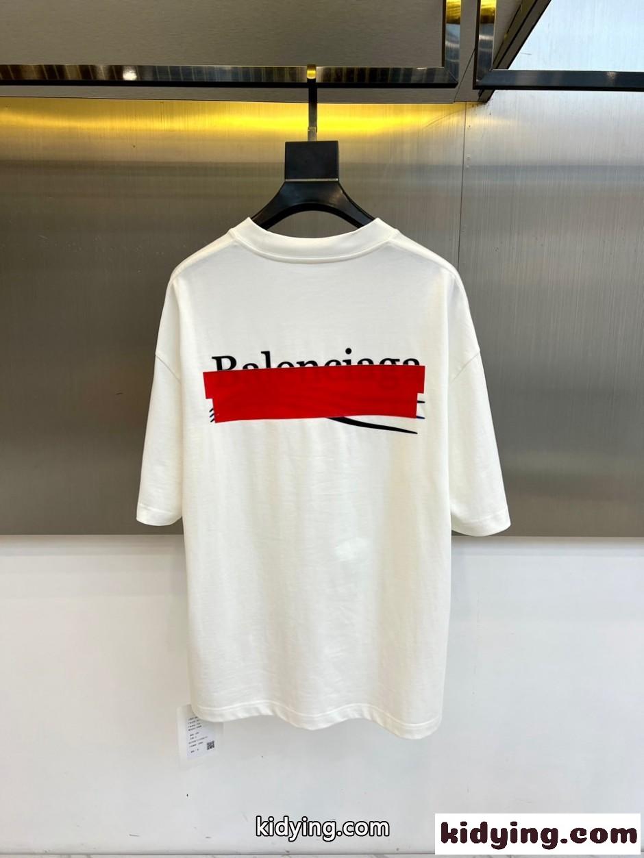 バックロゴ クルーネック半袖Tシャツ バレンシアガ Tシャツ 偽物 ホワイト-4