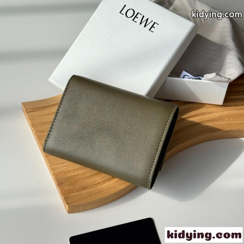 3つ折り財布 小銭入れ付き LOEWE ロエベ スーパーコピー コンパクト ウォレット グリーン-1