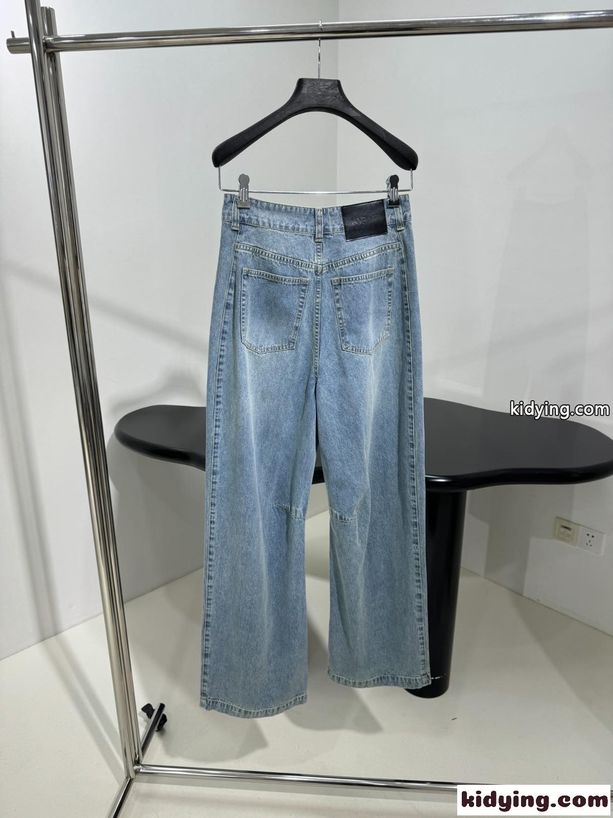 トレンド感抜群 カーブデニムパンツ ロエベ ジーンズ コピー ブルー-1