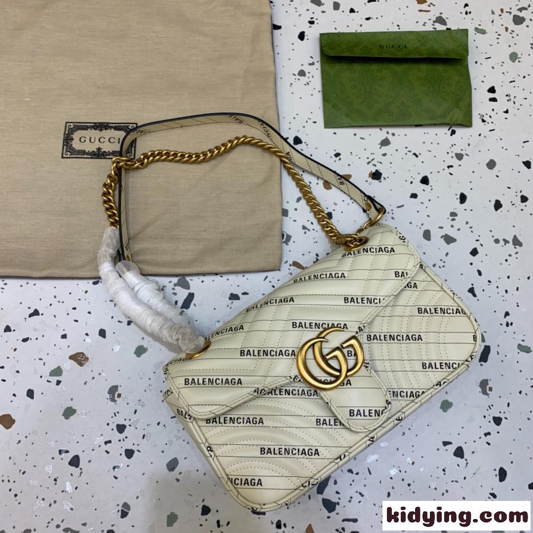 人気 BALENCIAGAxGUCCI おしゃれ グッチ バッグ 人気 コピー レディースショルダーバッグ 斜め掛け チェーン-0