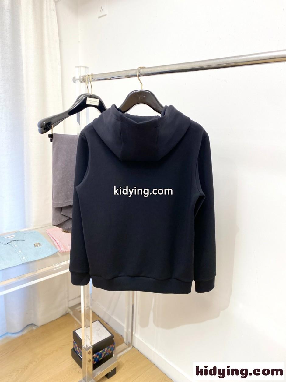カジュアル ロゴ刺繍 コットン フーディー ロエベ パーカー 偽物 ブラック-4