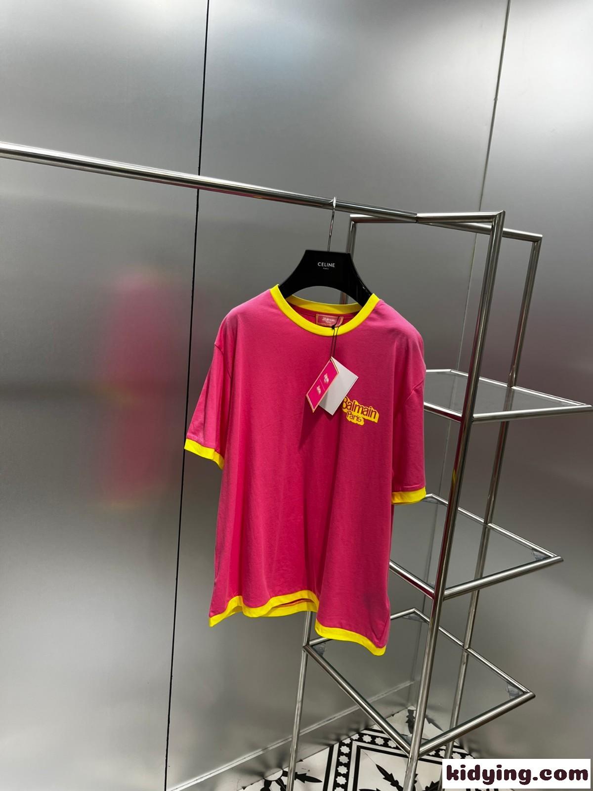可愛い おしゃれ バイカラー 着心地抜群 柔らかい バルマン 半袖Tシャツ コピー レディース クルーネック カジュアル-5