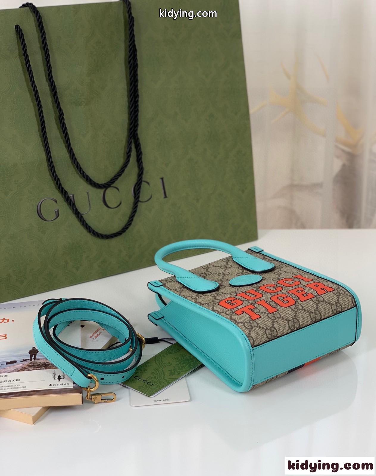 GUCCI TIGER プリント ミニトートバッグ グッチ バッグ 人気 コピー ストラップ付き 斜め掛け レディース カバン-4