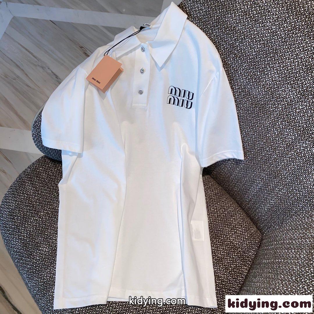 スウィート ゆったり おしゃれ 体型カバー ポロシャツ ミュウミュウ 半袖tシャツ コピー レディース-2