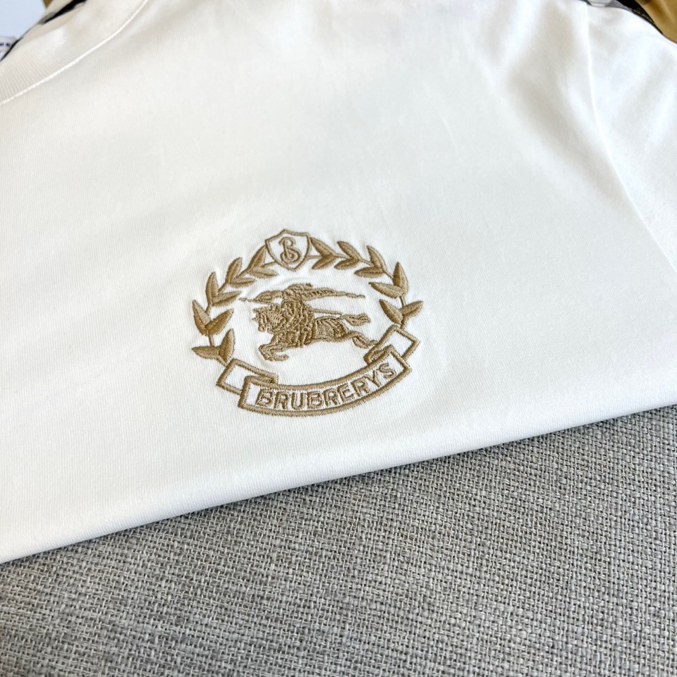 カジュアル コットン クルーネック Tシャツ バーバリー 半袖Tシャツ コピー ホワイト-2