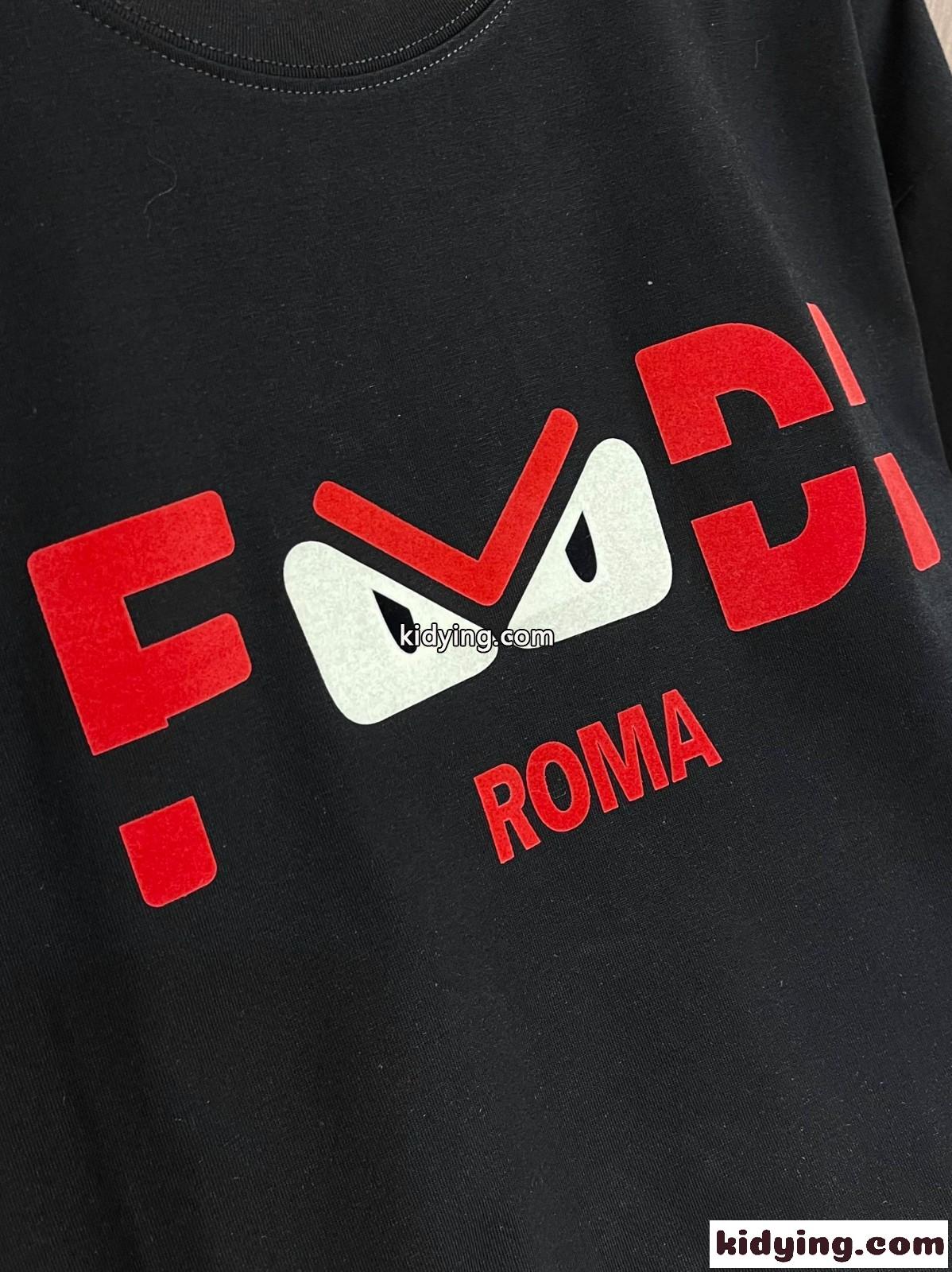 おしゃれ ロゴ 半袖Tシャツ フェンディ Tシャツ コピー クルーネック-3