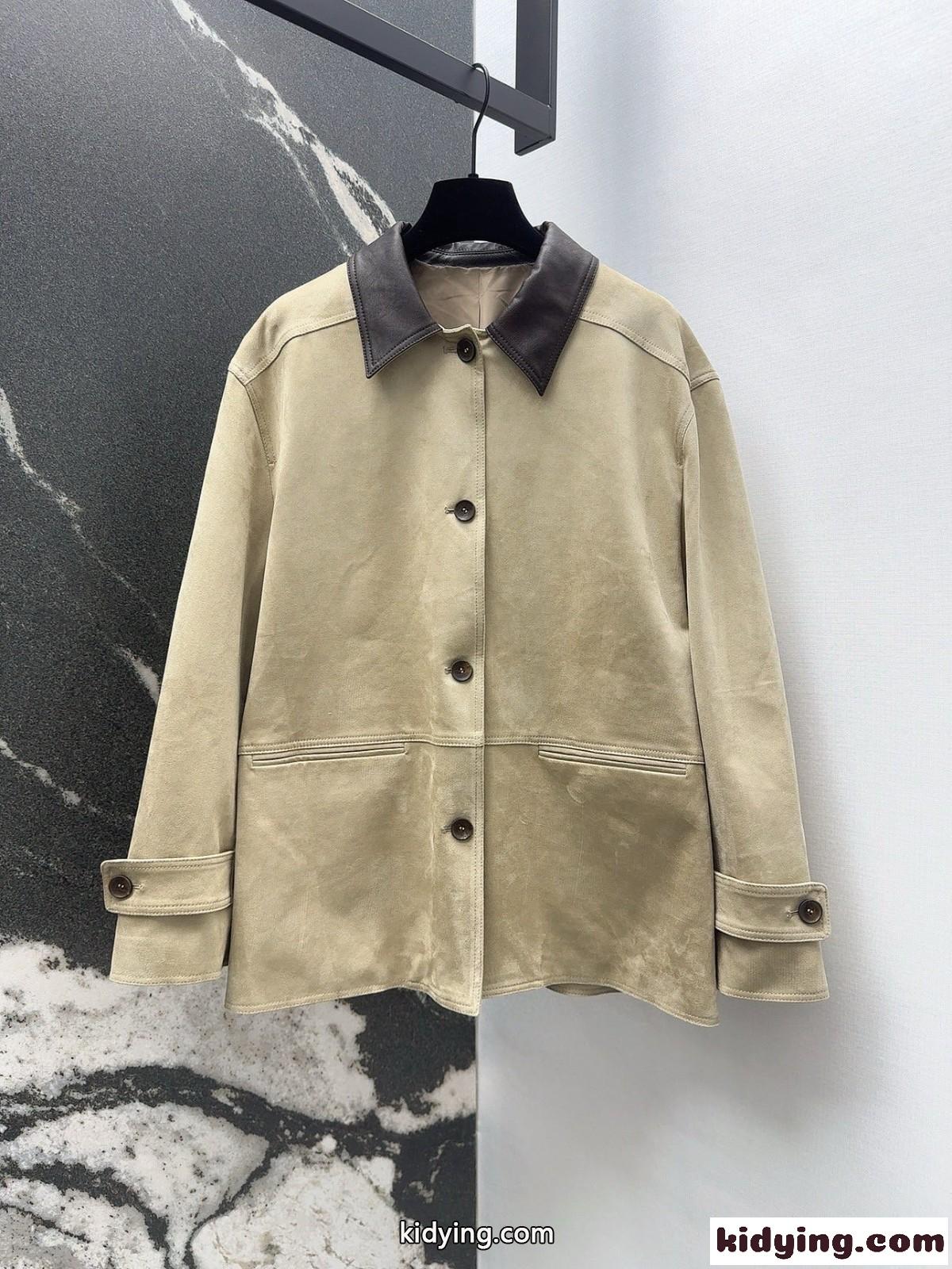 洗練された スエード シャツジャケット クロエ ジャケット 偽物 ベージュ-0
