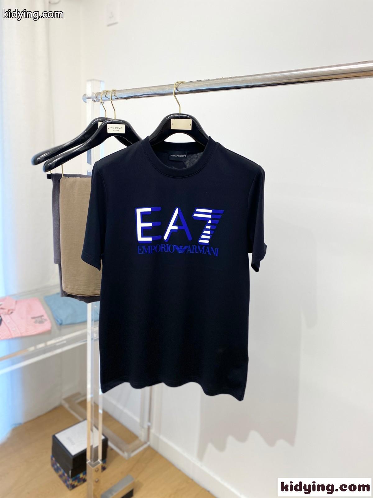 ベーシック ロゴプリント コットンTシャツ アルマーニ 半袖Tシャツ コピー ブラック-0