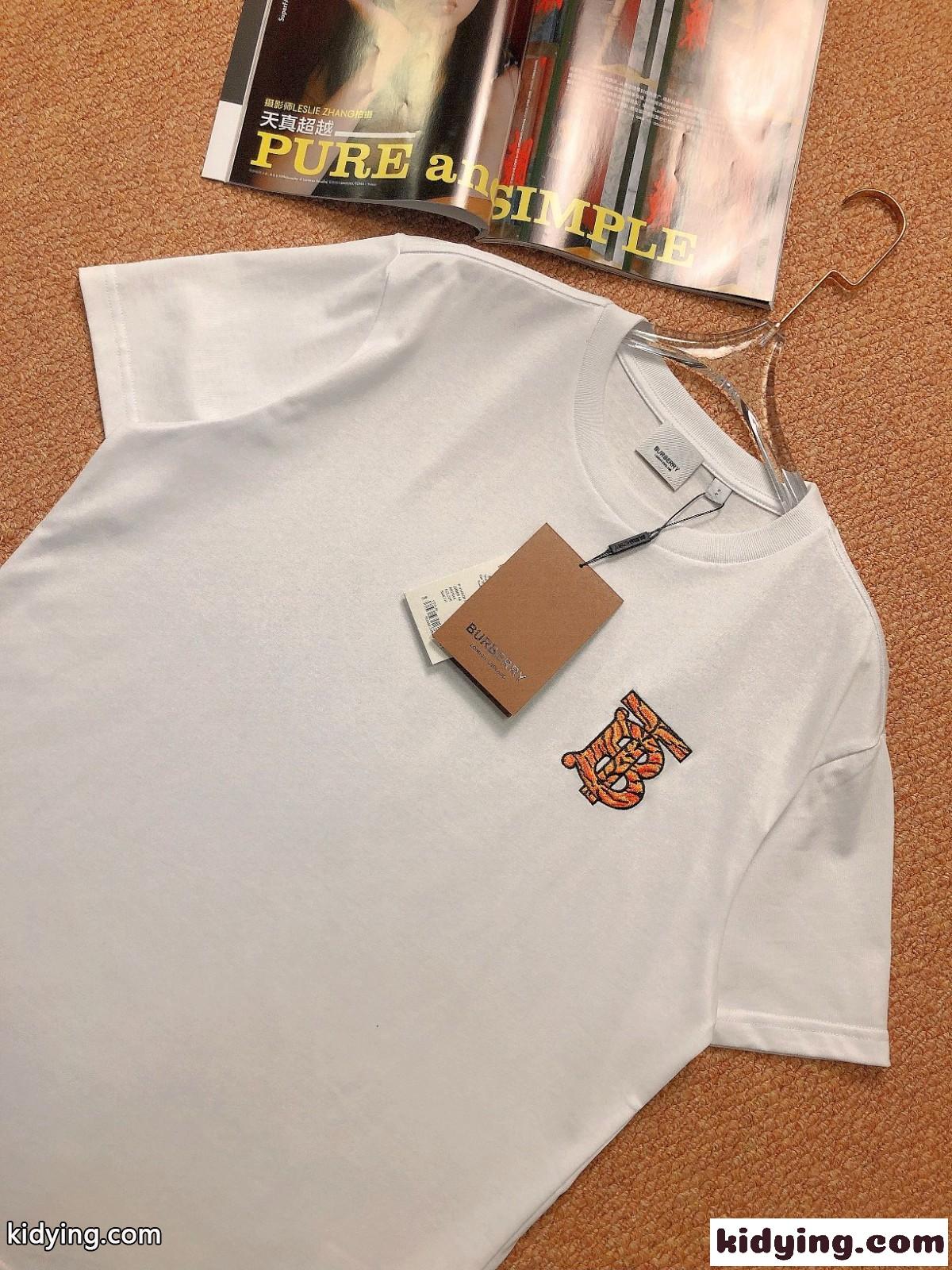 定番 レディース メンズ コットン 刺繍 着心地いい バーバリー 半袖tシャツ コピー ホワイト ブラック-4