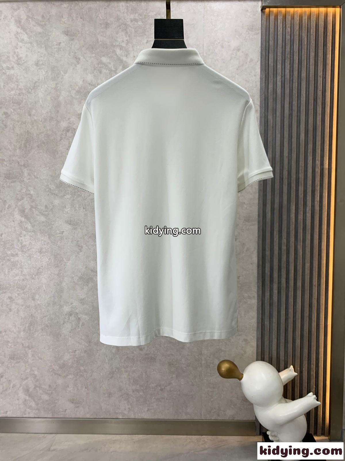 イヴ・サンローラン Tシャツ コピー 上品 ロゴ 刺繍 コットンピケ 半袖 ポロシャツ ホワイト-1