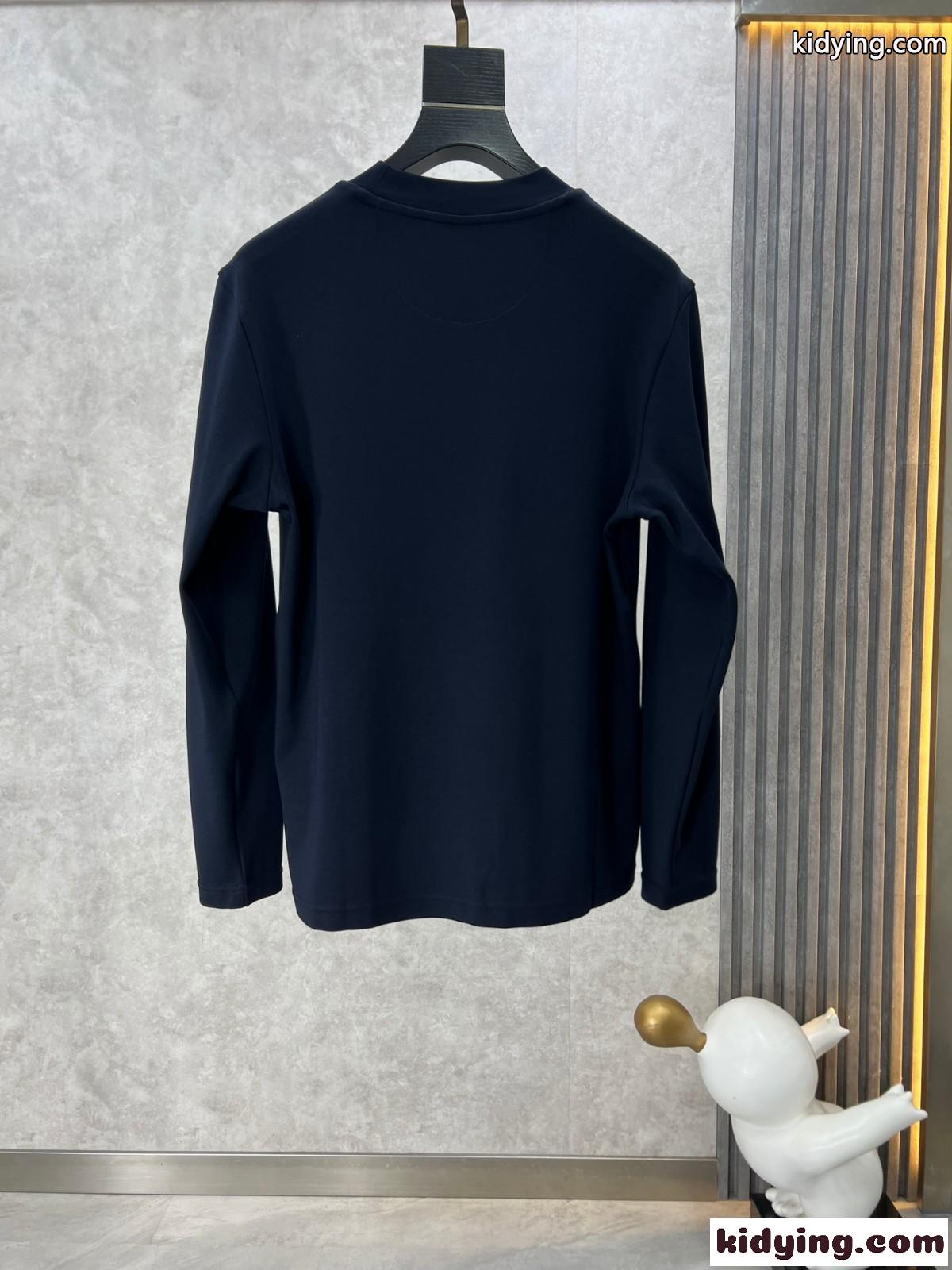 シンプル 合わせやすい クルーネック 長袖Tシャツ バーバリー Tシャツ コピー ネイビー-0