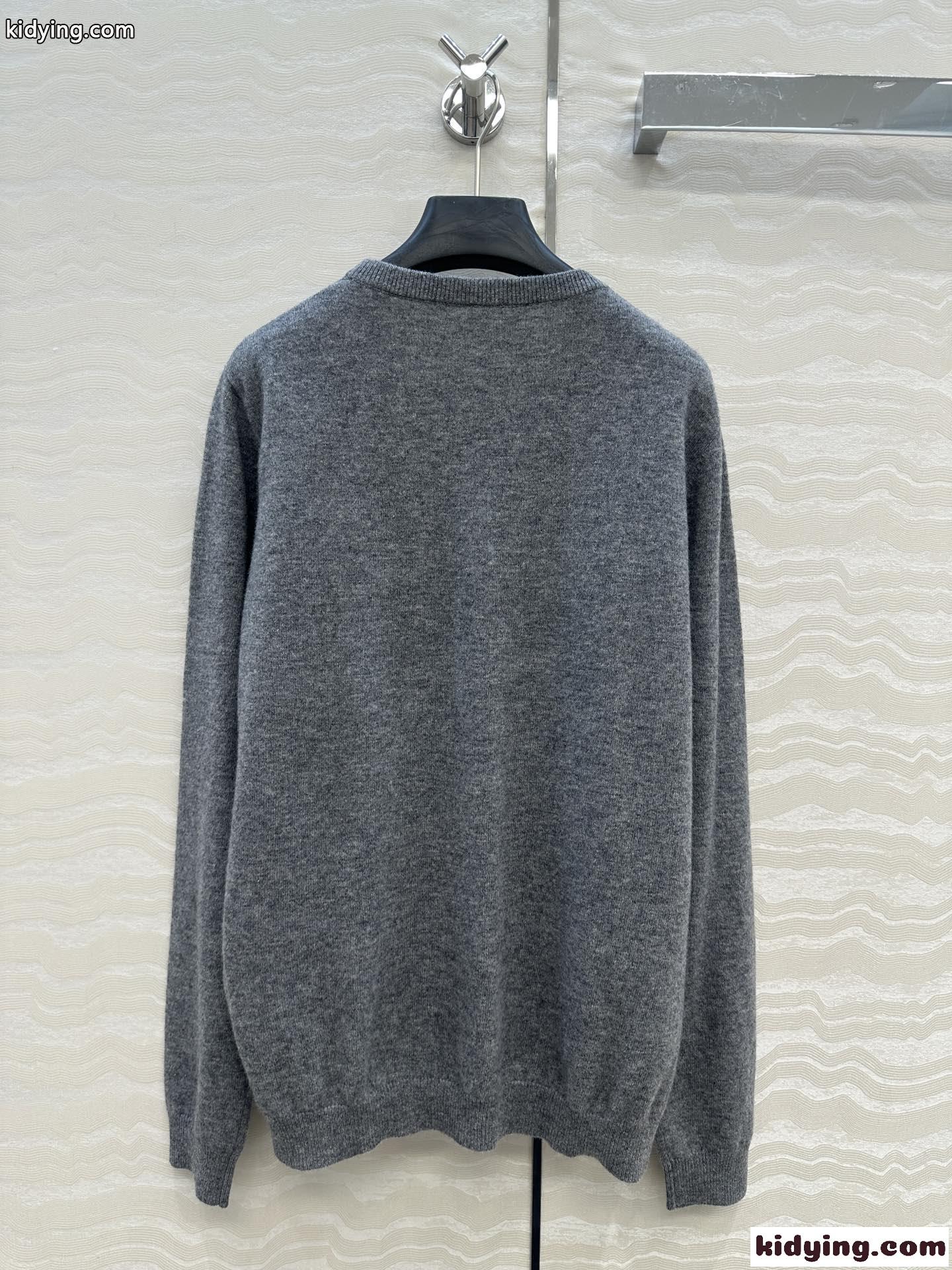洗練された GGロゴ カシミヤニット グッチ セーター 偽物 ユニセックス グレー-4