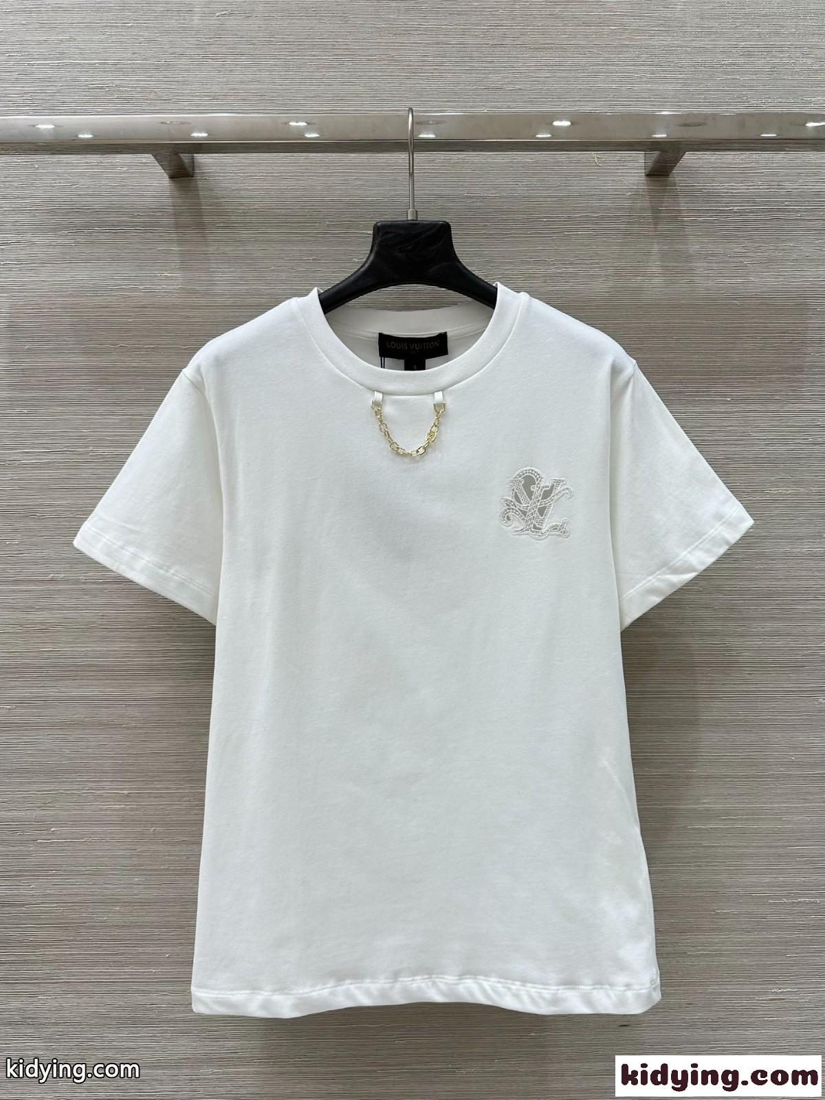 定番 新作 ブロイダリー LV Tシャツ ルイ・ヴィトン スーパーコピー 半袖Tシャツ-2