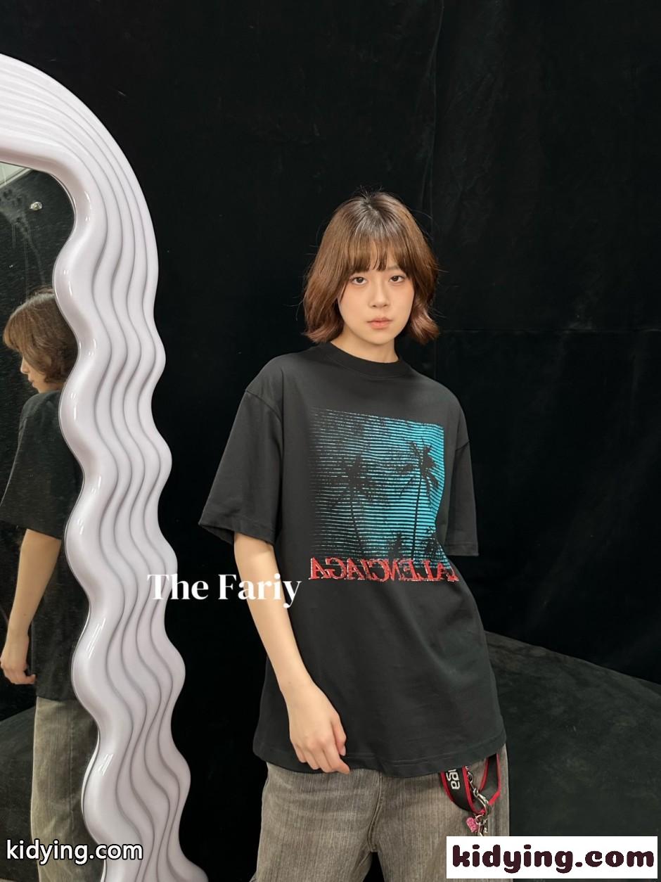 スタイリッシュ プリント 半袖Tシャツ バレンシアガ Tシャツ 偽物 ユニセックス-4