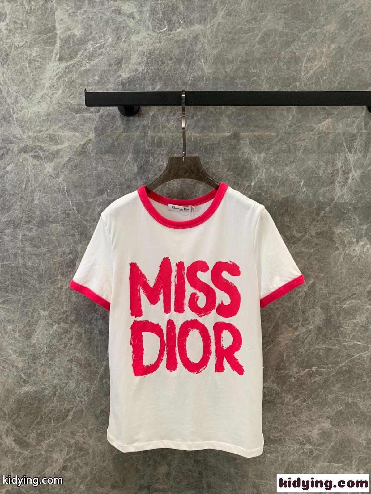 人気 Miss Dior コットン 半袖Tシャツ クリスチャン・ディオール Tシャツ コピー-2