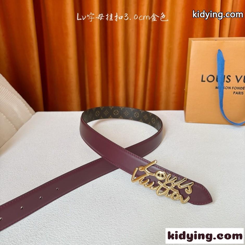 ベルト･LV スクリプト 30MM ルイ・ヴィトン ベルト スーパーコピー ワイン-1