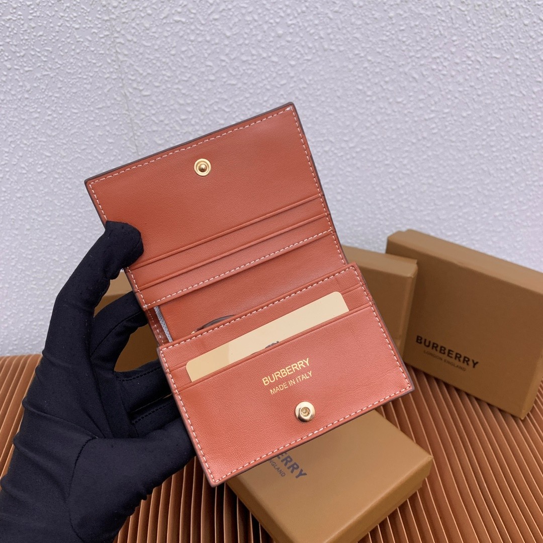 チェック カードケース バーバリー 財布 コピー コンパクト ウォレット ブラウン-5