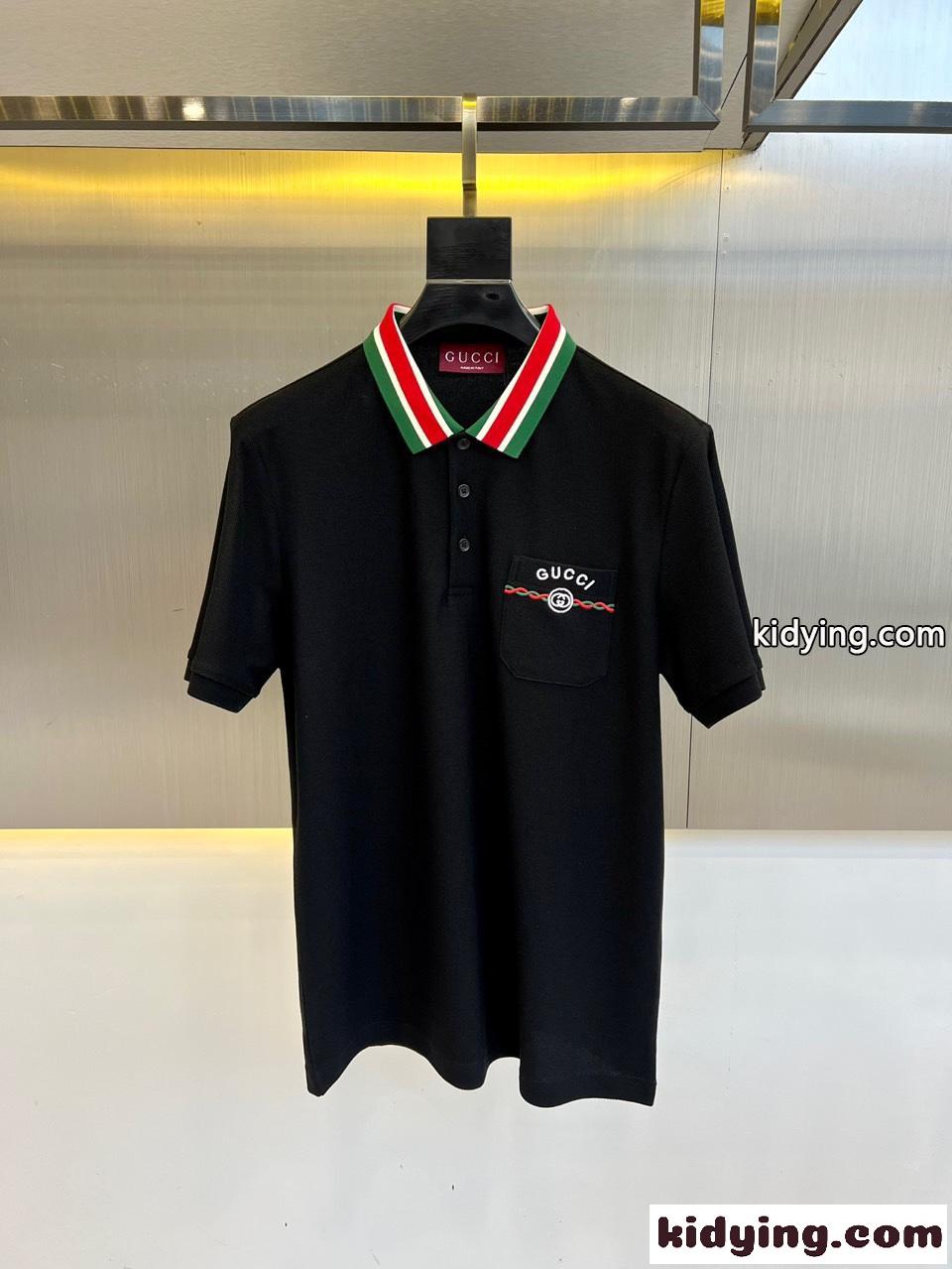 カジュアル 上品 半袖 ポロシャツ グッチ Tシャツ 偽物 コットンピケ ブラック-0