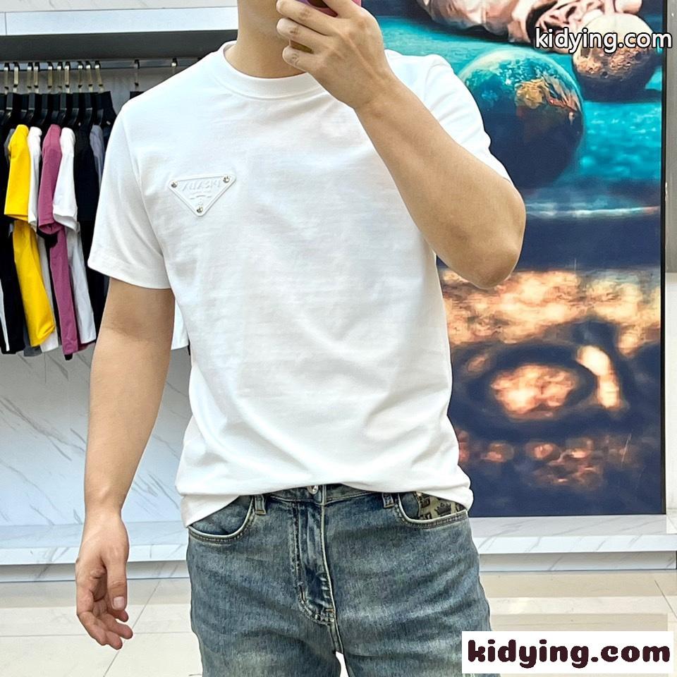 プラダ Tシャツ コピー カジュアル ロゴ入り クルーネック 半袖Tシャツ ホワイト-1