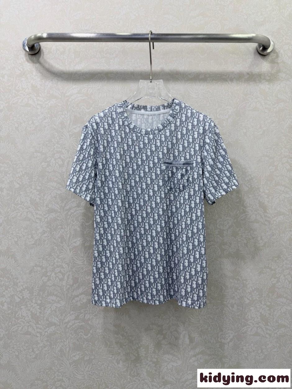 存在感抜群 総柄 半袖Tシャツ クリスチャン・ディオール Tシャツ 偽物 グレー-0