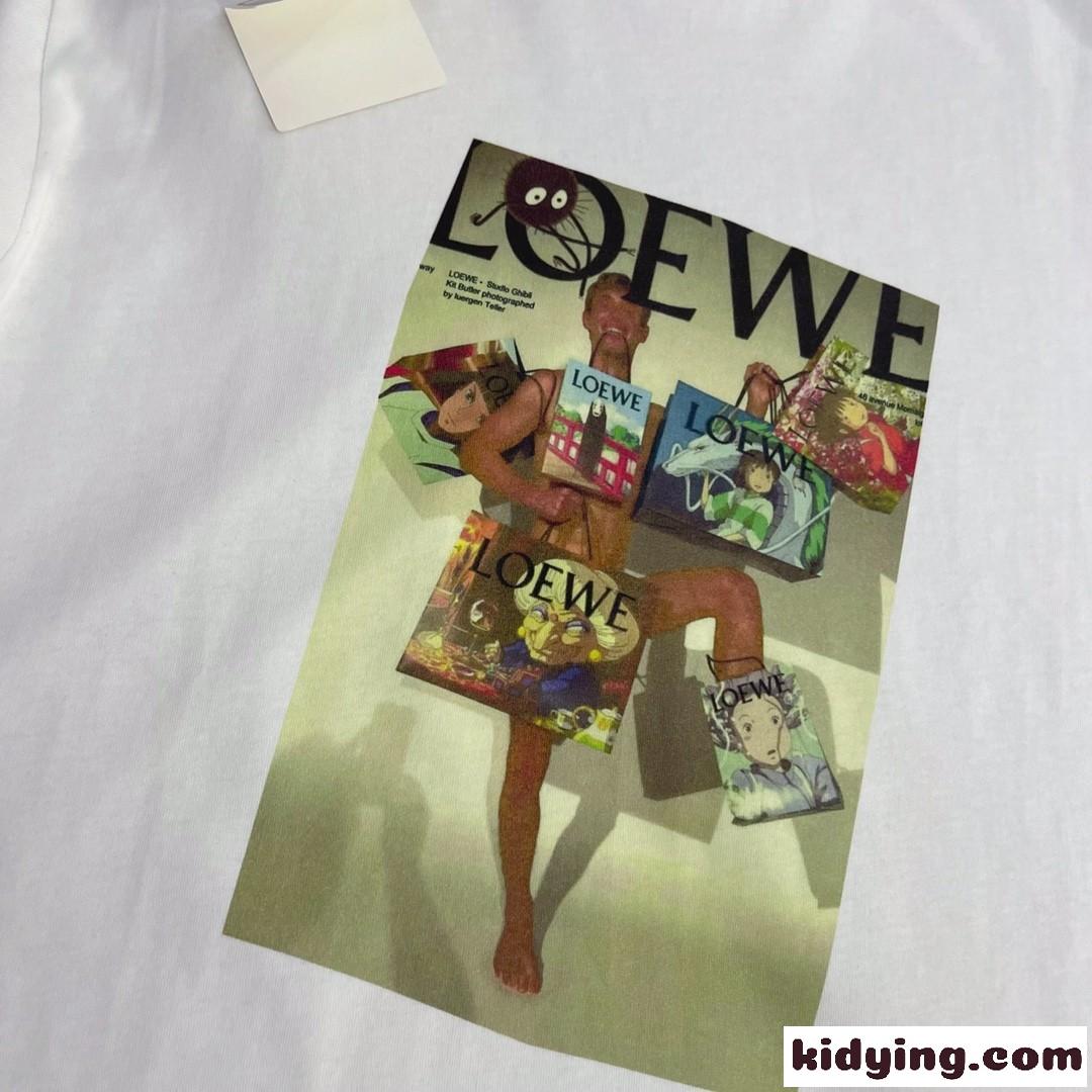 カジュアル おしゃれ プリント 人気 春夏 定番 ロエベ tシャツ コピー 半袖 トップス クルーネック-3