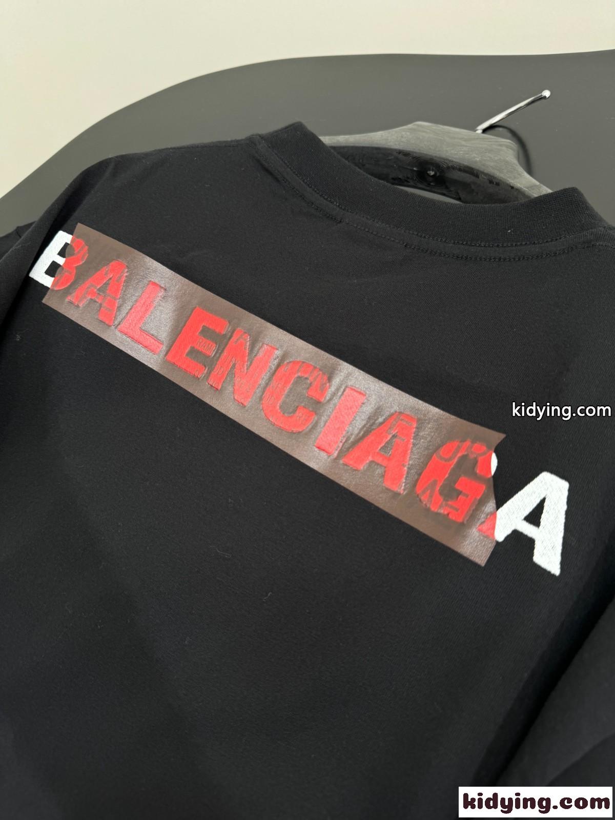ユニセックス バレンシアガ TAPED BALENCIAGA BACK Tシャツ コピー ブラック-3
