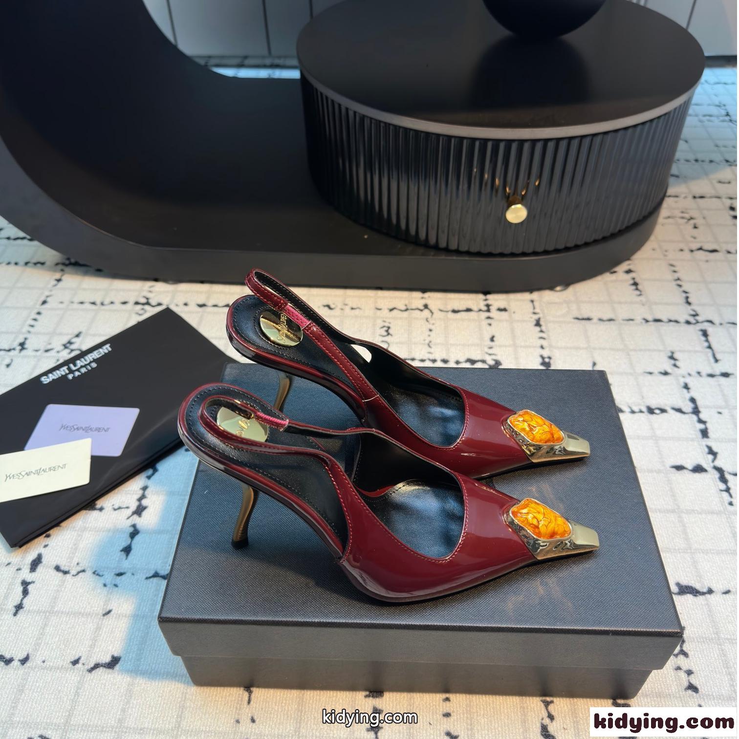エレガント YSL ルル スリングバックパンプス イヴ・サンローラン コピー レッド-0