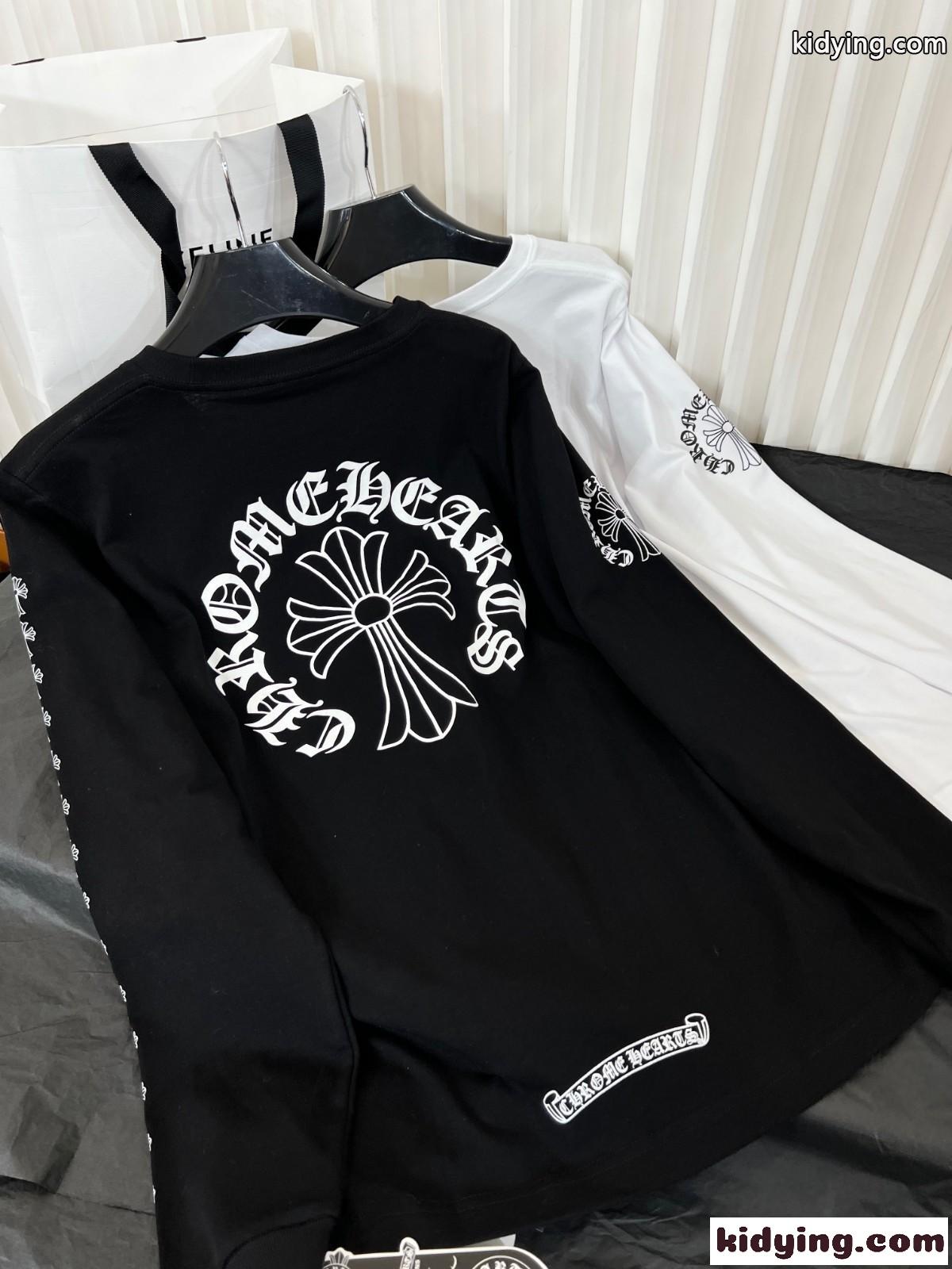 定番 おしゃれ プリント 長袖 クロムハーツ Tシャツ コピー クルーネック カジュアル-1