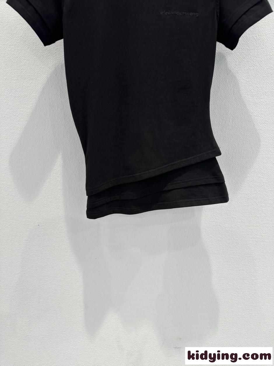 レイヤード風 半袖Tシャツ アレキサンダーワング Tシャツ コピー ブラック-2