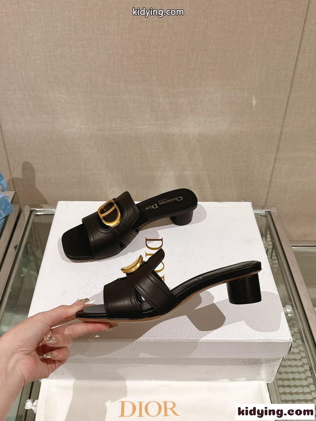 Dior Or 30 Montaigne ヒールスライド クリスチャン・ディオール サンダル コピー ブラック-4