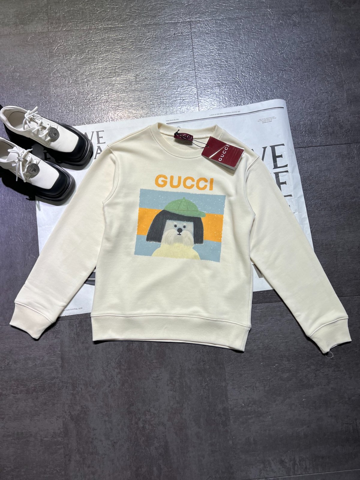 可愛い 合わせやすい プリント グッチ Tシャツ コピー スウェットシャツ ホワイト-2