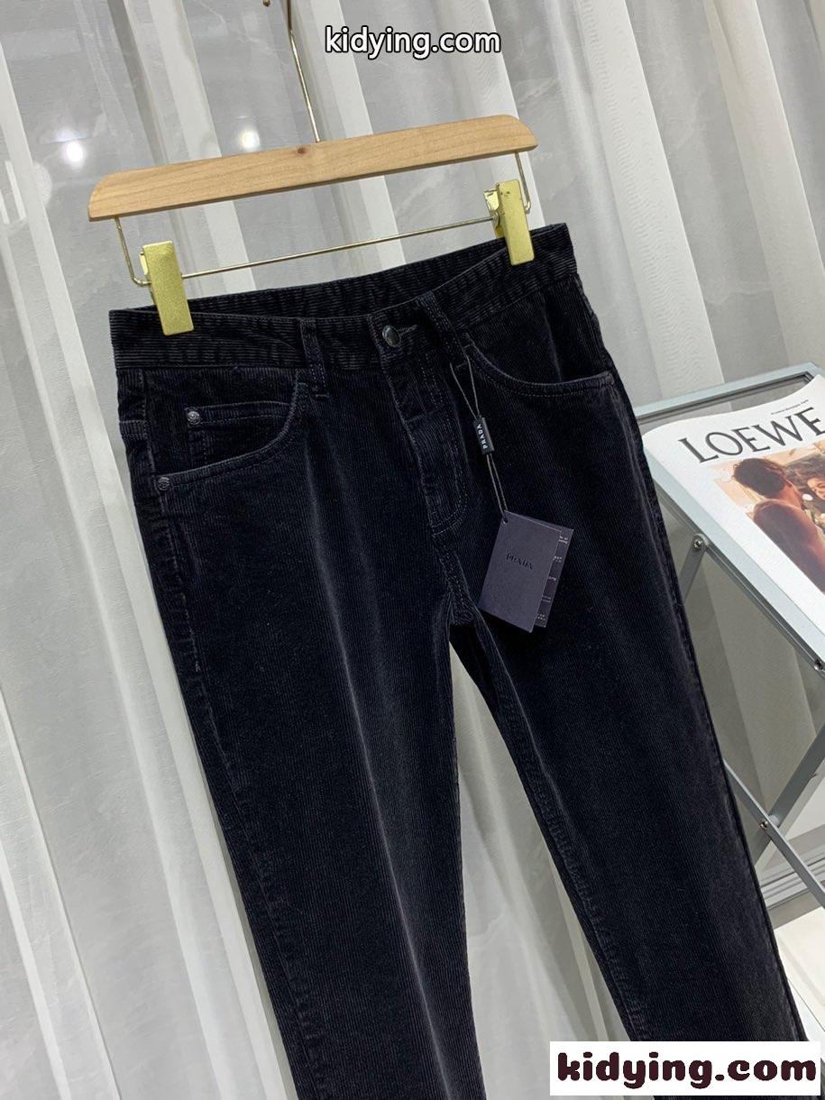 メンズ 秋冬 コーデュロイ ビジネス カジュアル プラダ パンツ コピー ファッション 厚手 スリム-4