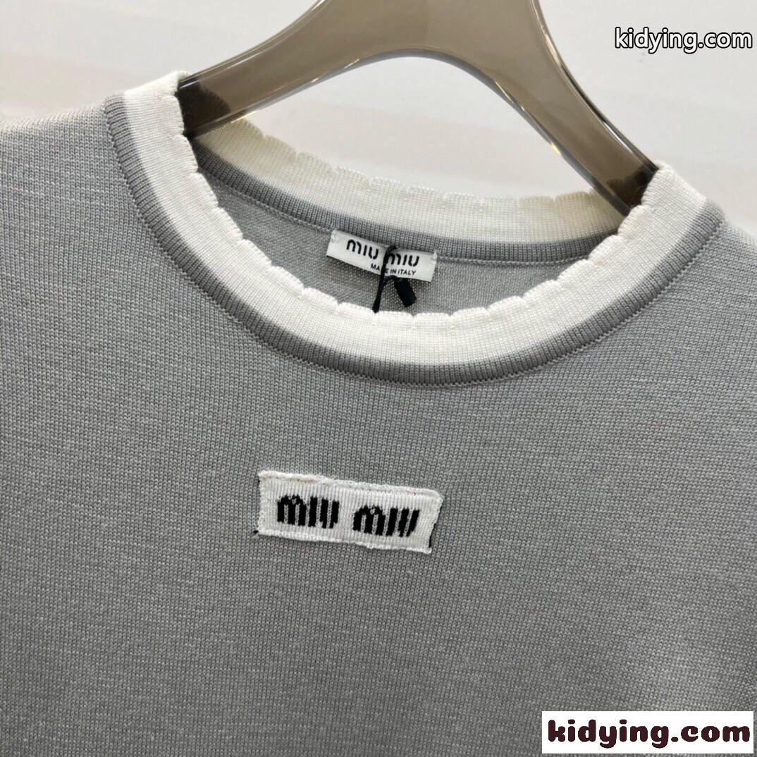 シンプル クルーネック 半袖 Tシャツドレス ミュウミュウ ワンピース コピー レディース-2