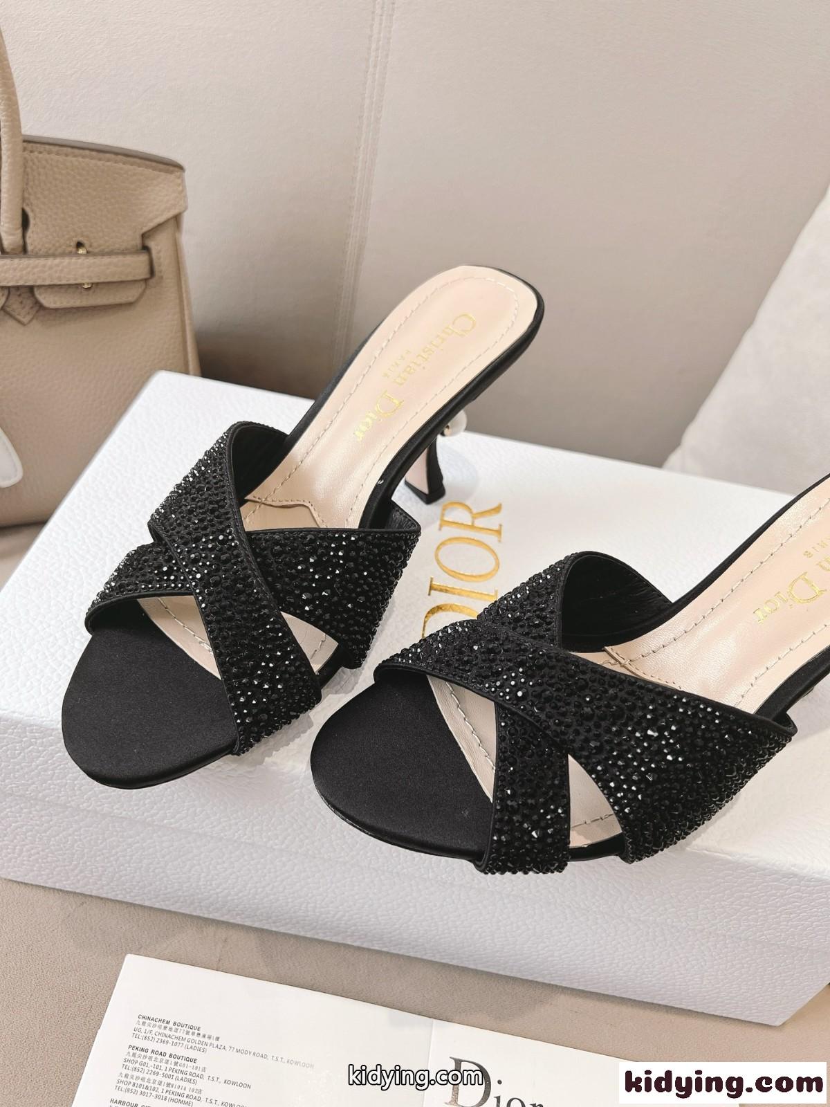 エレガント Dior Tribales ヒールスライド クリスチャン・ディオール サンダル コピー ブラック-3