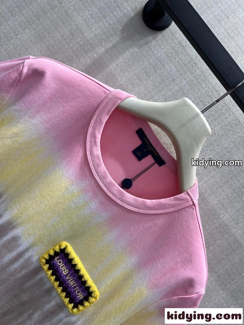 注目される タイダイ 半袖Tシャツ ルイ・ヴィトン Tシャツ コピー コットン-2