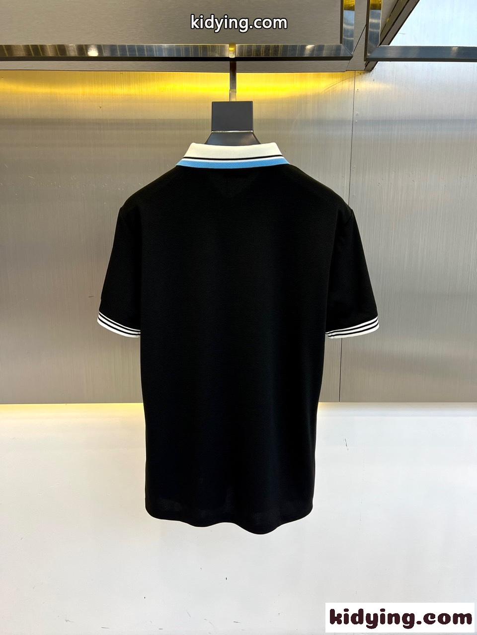 配色 ロゴパッチ カジュアル ポロシャツ モンクレール Tシャツ 偽物 ブラック-3