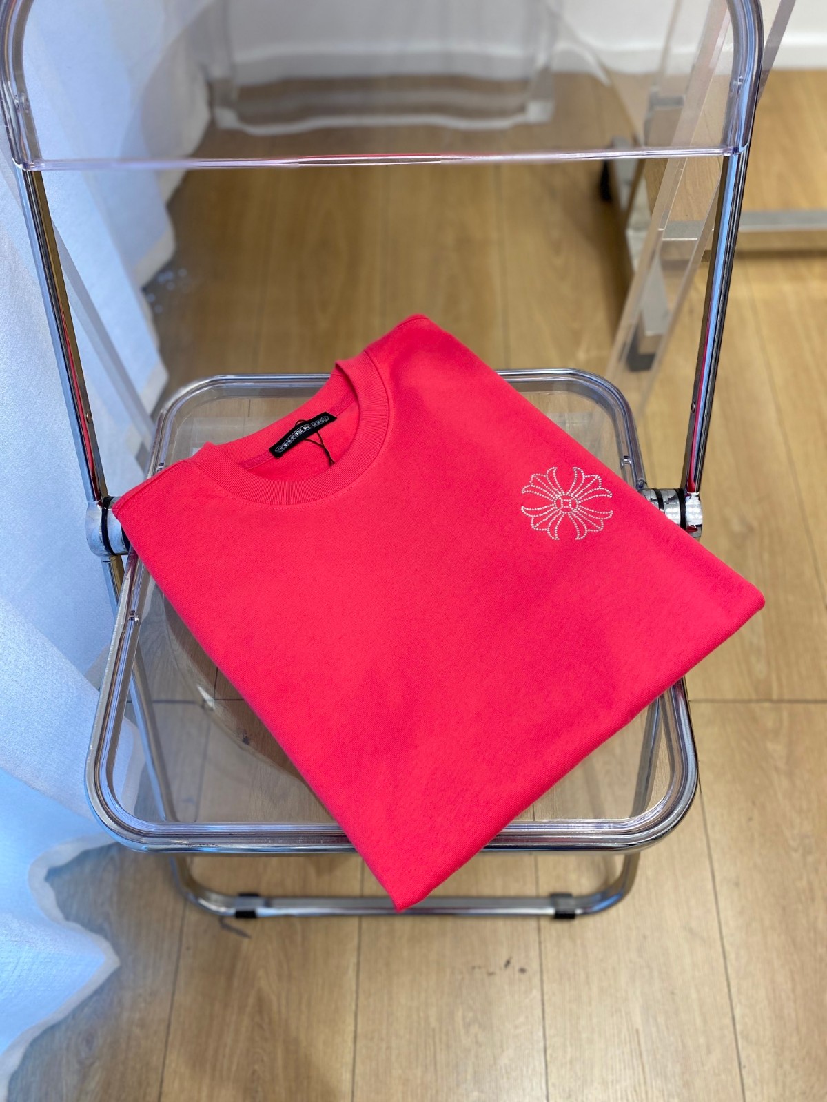 シンプル おしゃれ ラインストーンロゴ クロムハーツ Tシャツ コピー 長袖Tシャツ-4