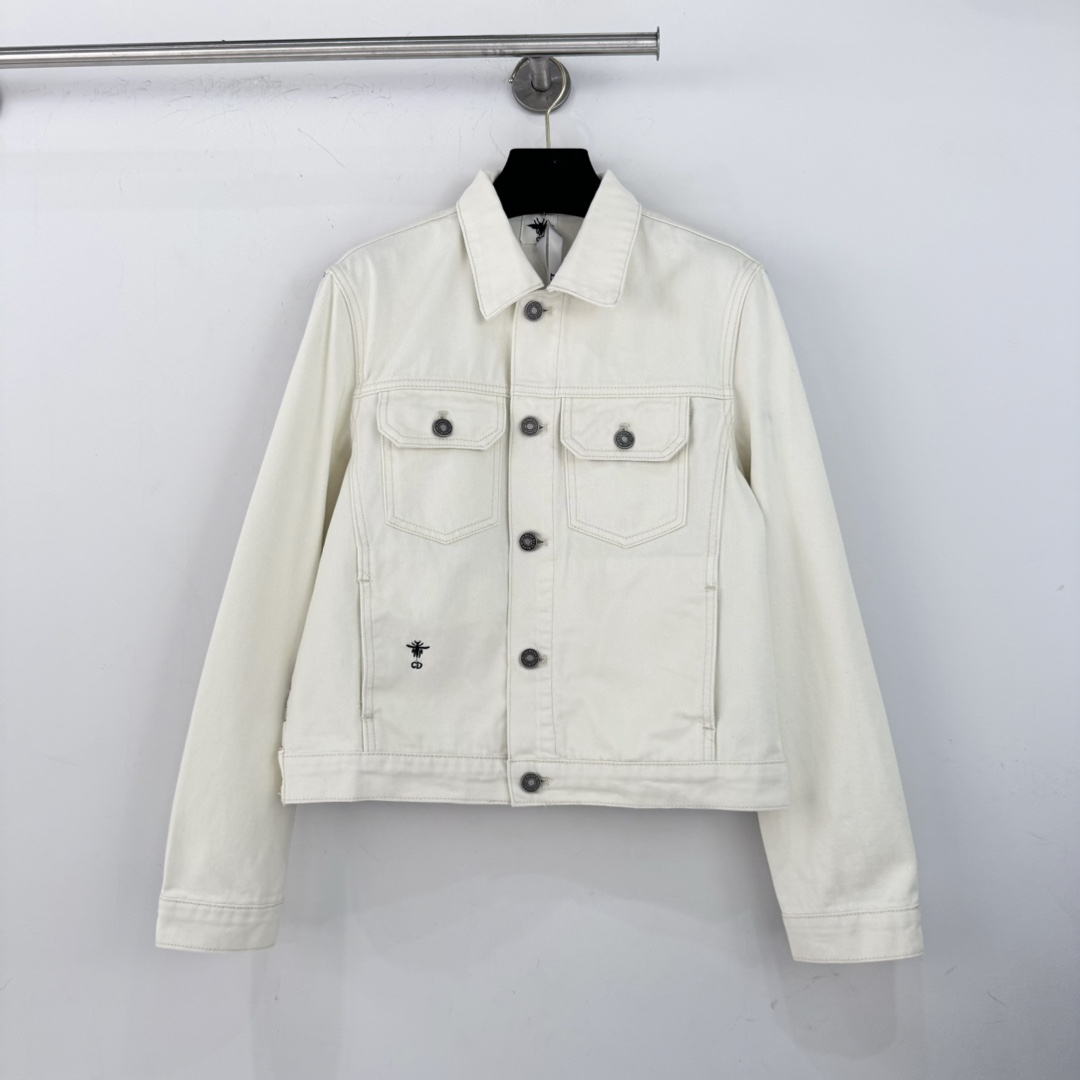 心地よい着用感 ディオールの服コピー アウター ジャケット トップス デニム素材 暖かい 柔らかい ホワイト-0
