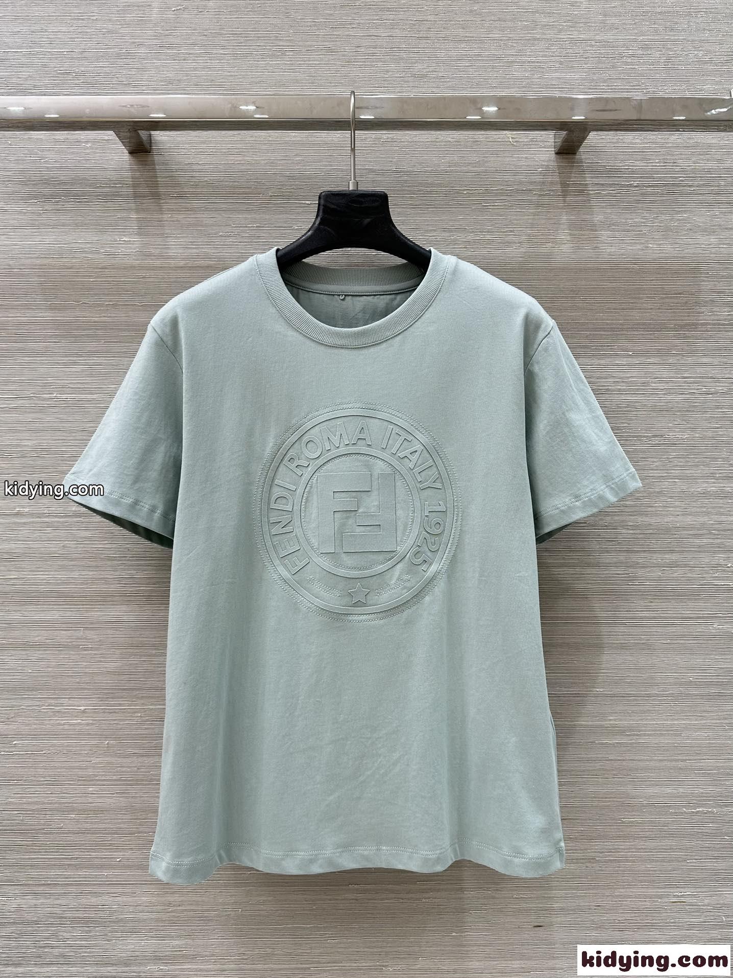 シンプル カジュアル コットン 半袖Tシャツ フェンディ Tシャツ コピー レディース-2