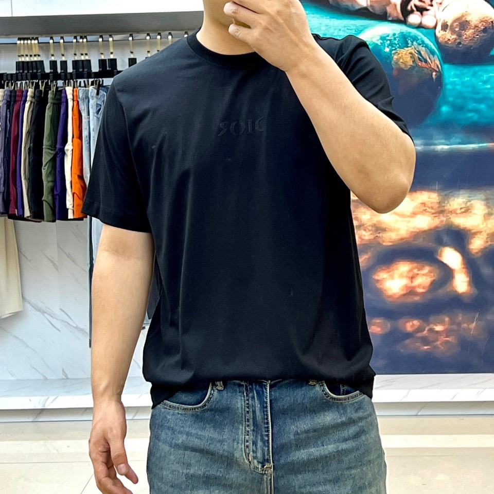 シンプル ロゴ入り クルーネック クリスチャン・ディオール 半袖Tシャツ コピー ブラック-2