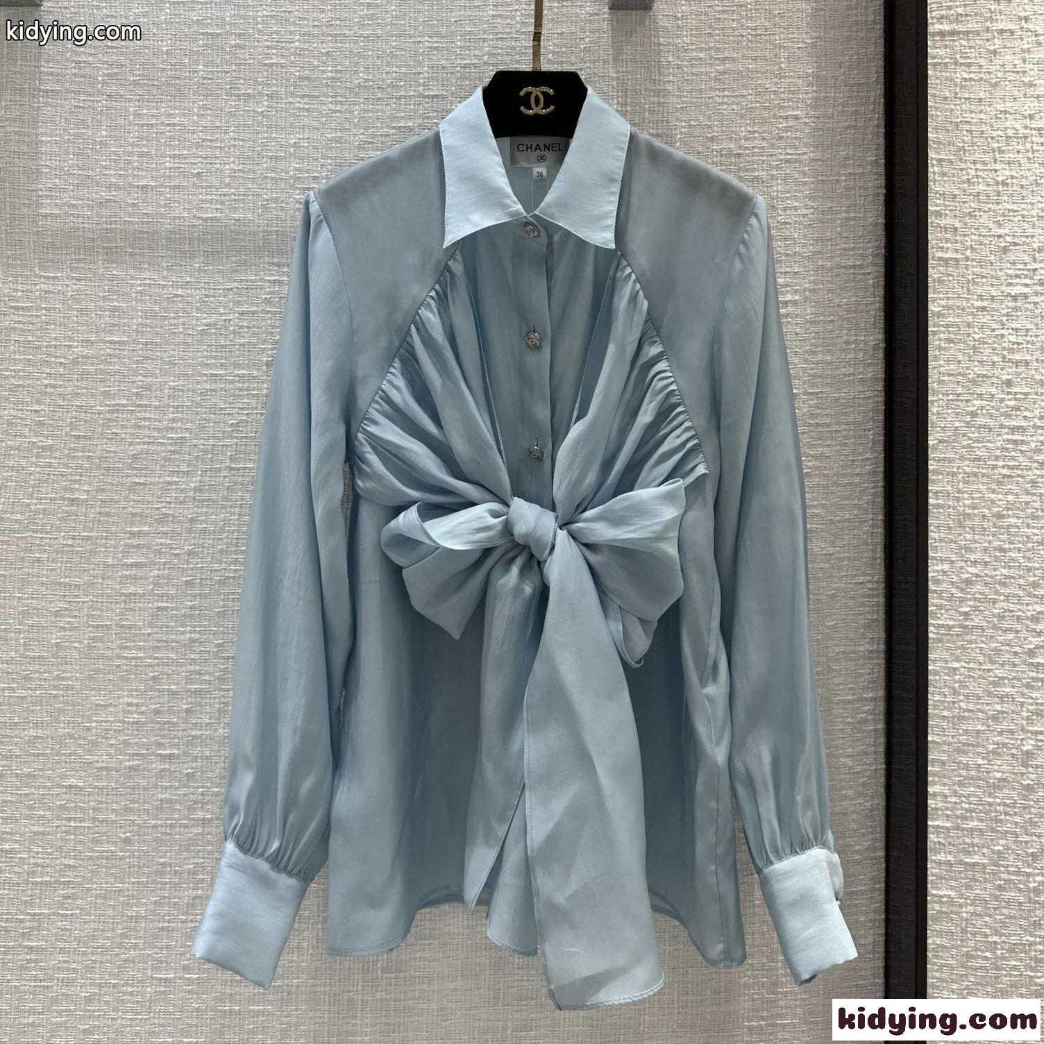 エレガント 可愛い リボン 長袖 シャネル シャツ コピー レディース トップス-1