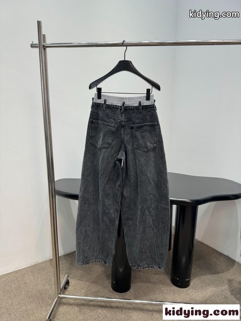 ダブルウエスト バレルレッグ デニムパンツ アレキサンダーワング ジーンズ 偽物-2