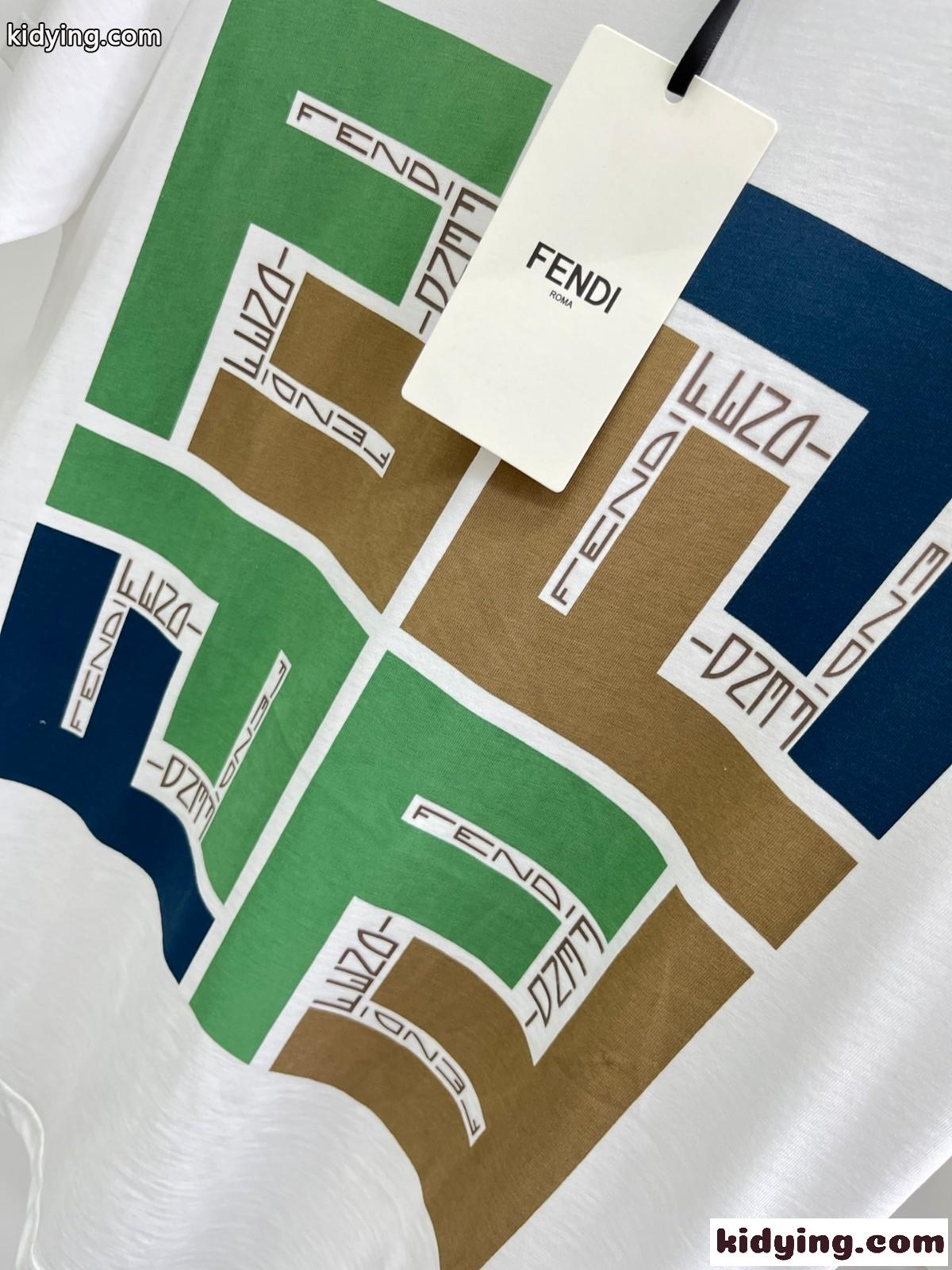 フェンディ Tシャツ コピー 定番 プリント クルーネック 半袖Tシャツ-2
