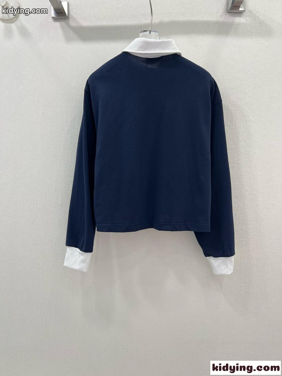 カジュアル コットン ポロシャツ プラダ Tシャツ コピー 長袖 クロップド-1
