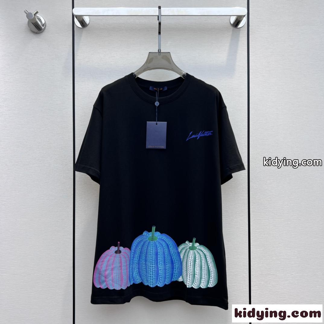 LV × YK パンプキンプリンテッドTシャツ ルイ・ヴィトン Tシャツ コピー ユニセックス-0