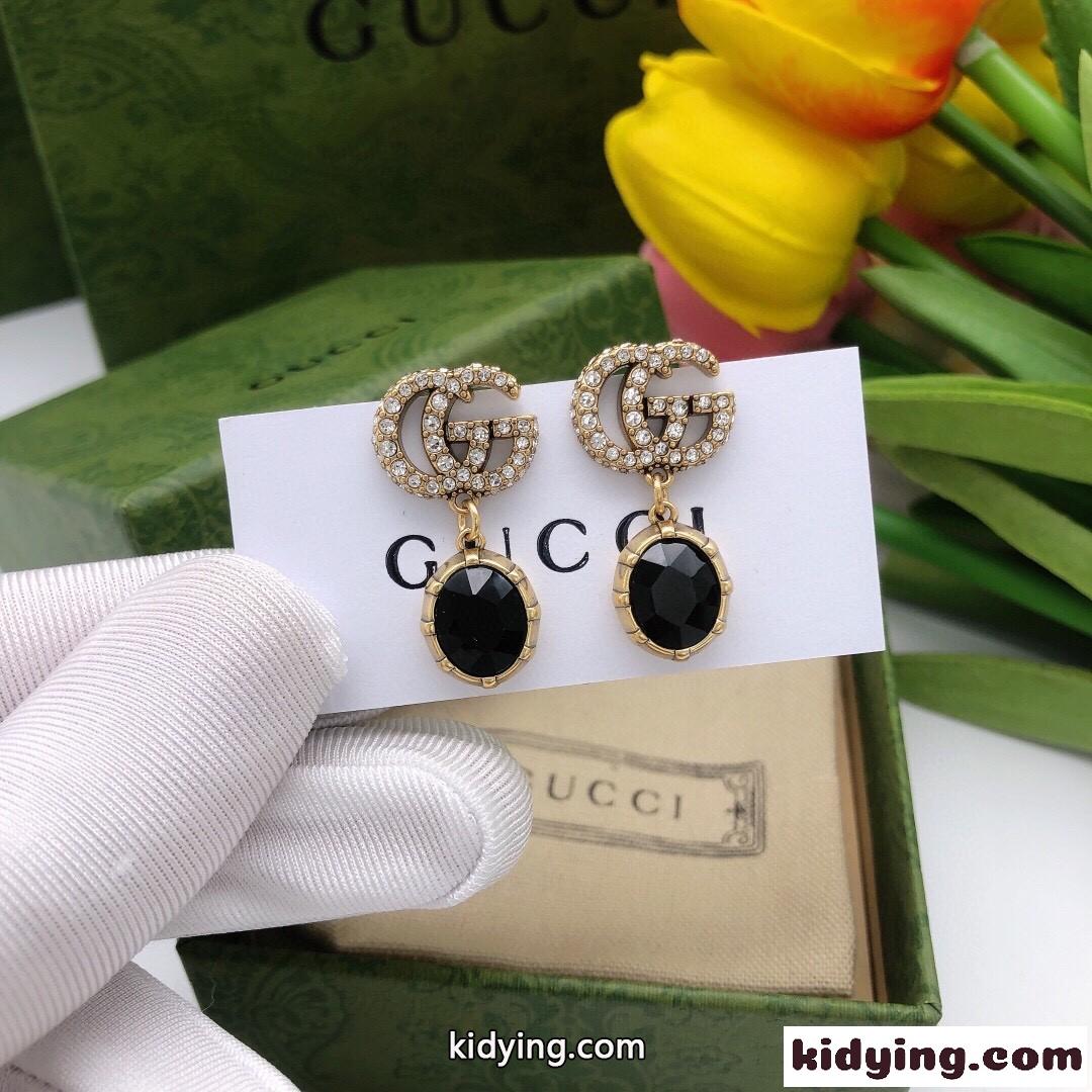 グッチ ピアス 偽物 レディース クリスタル付き ダブルG ピアス アクセサリー-1
