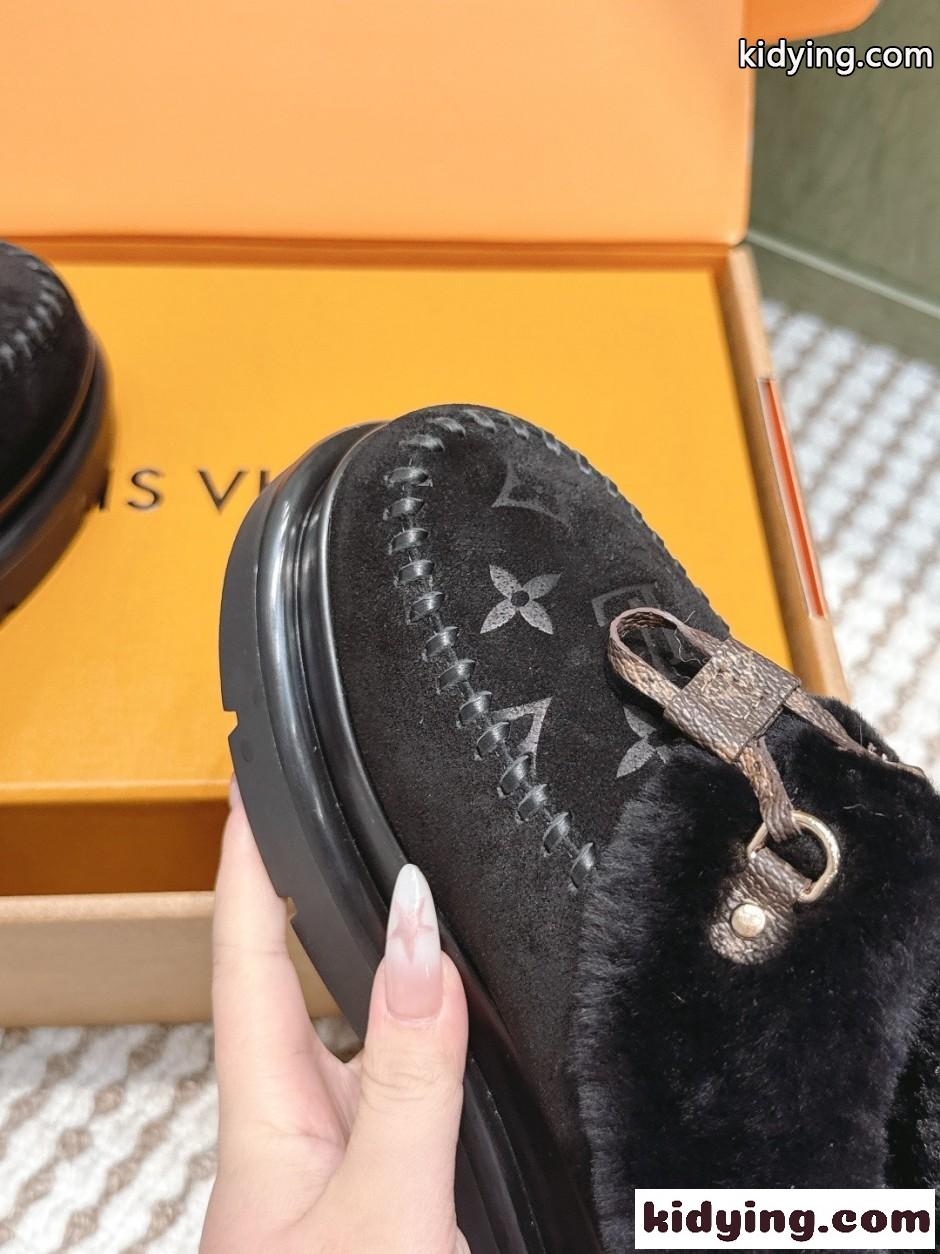秋冬 大人気 LV SKI コルティナ ミュール ルイ・ヴィトン スーパーコピー ブラック-3